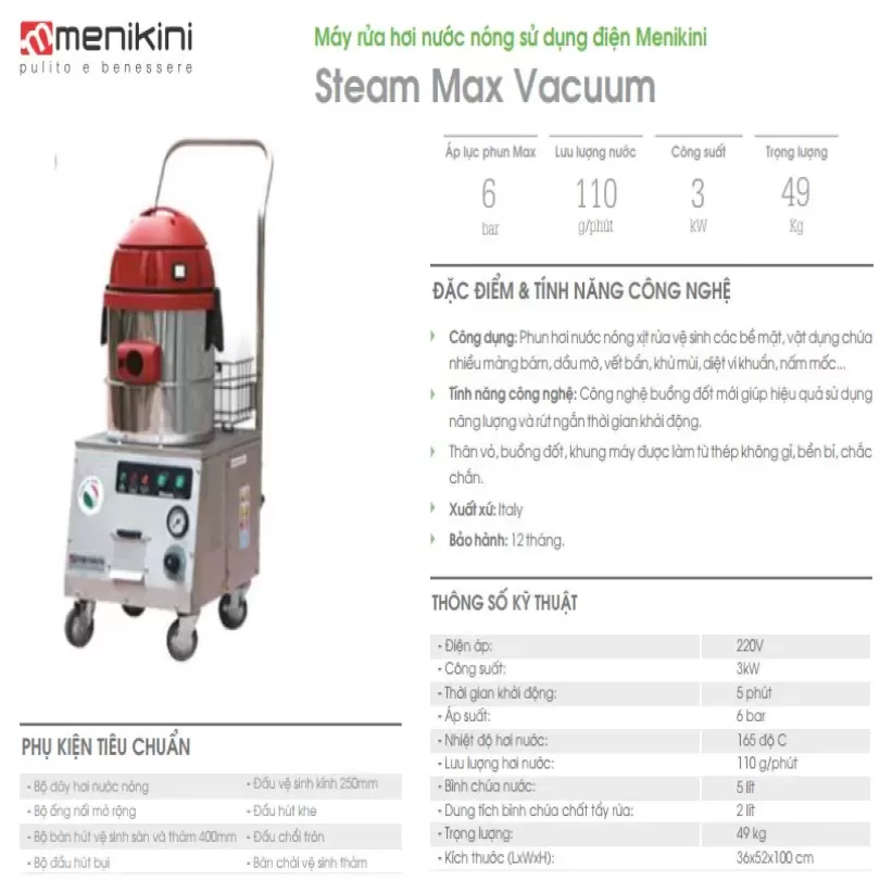 Máy rửa hơi nước nóng sử dụng điện Menikini